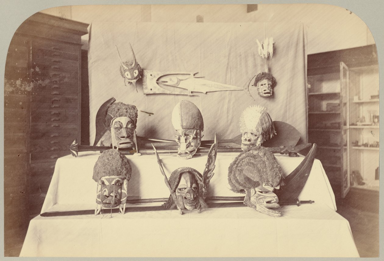 Pl. XIV. Masks, etc.: Solomon Islands by Victor Prevost, Gaston L. Feuardent and Co., New York