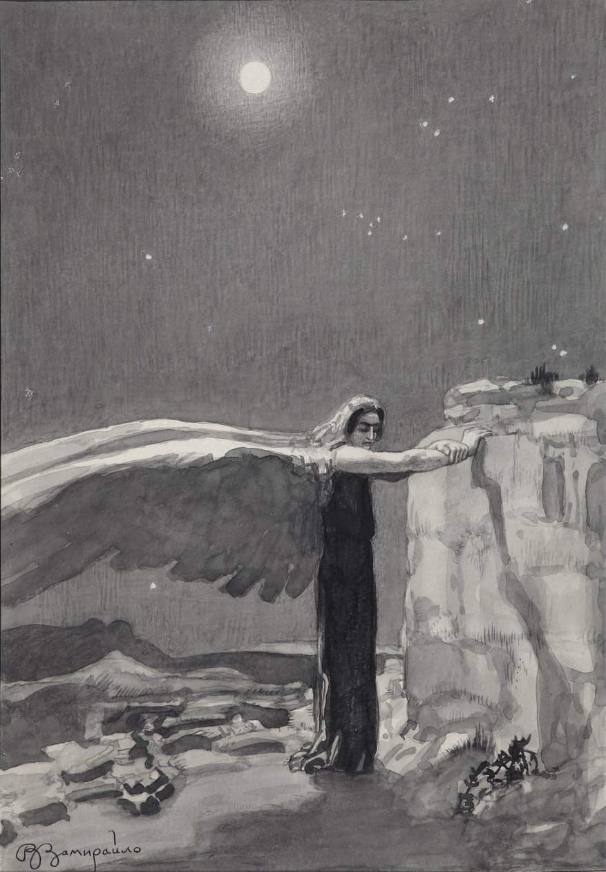Illustration to the poem The Demon by Mikhail Lermontov by Viktor Dmitrievich Zamiraylo