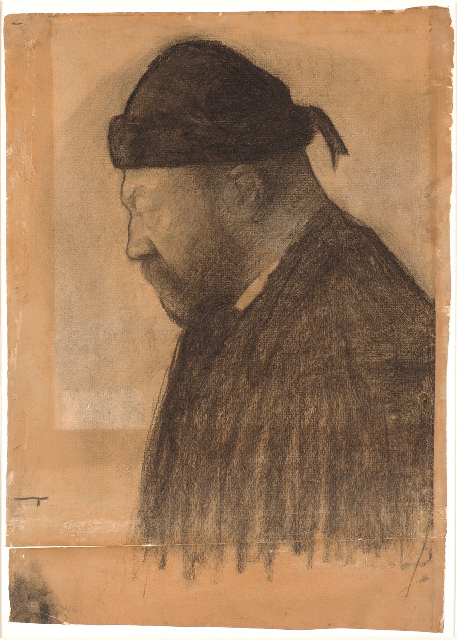 Portrait of Thorvald Bindesbøll in Profile Facing Left by Vilhelm Hammershøi