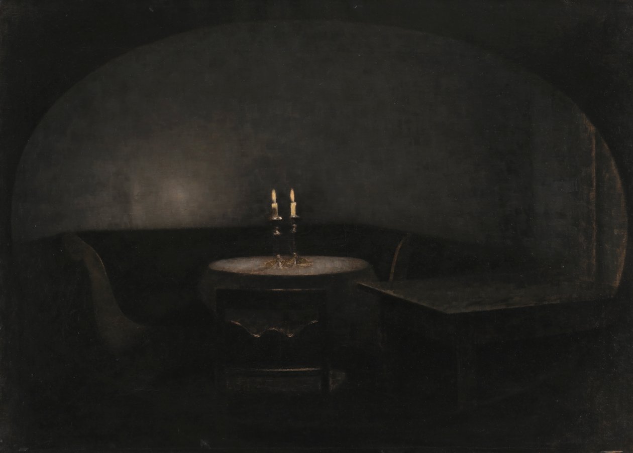 Interior. Artificial Light by Vilhelm Hammershøi