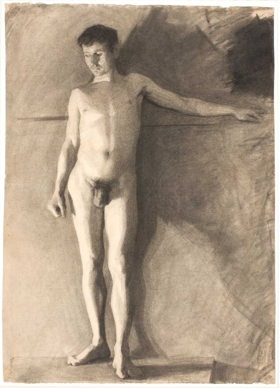 Standing male model by Vilhelm Hammershøi
