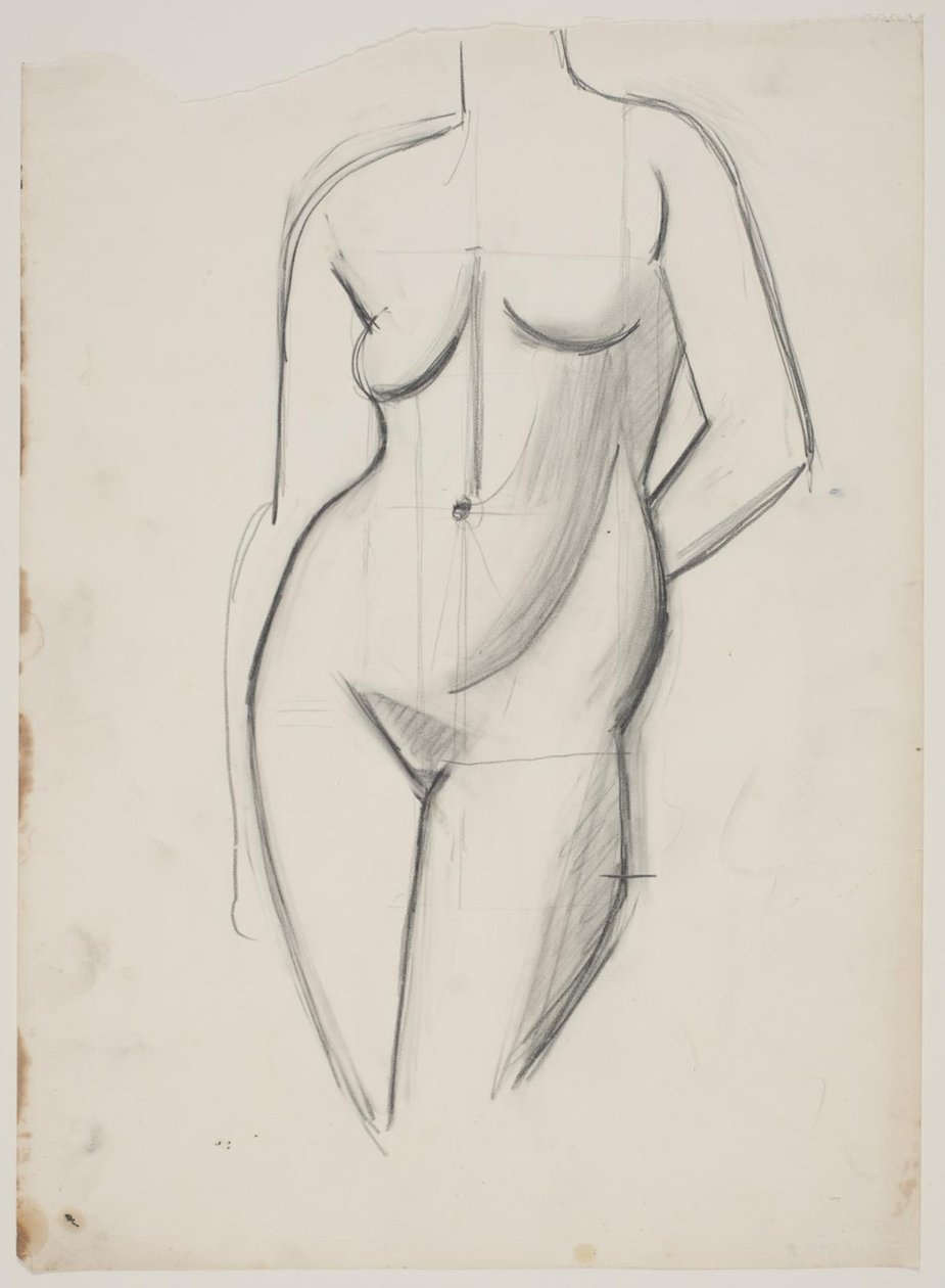 Standing Female Model with Left Hand Behind Back by Vilhelm Lundstrøm