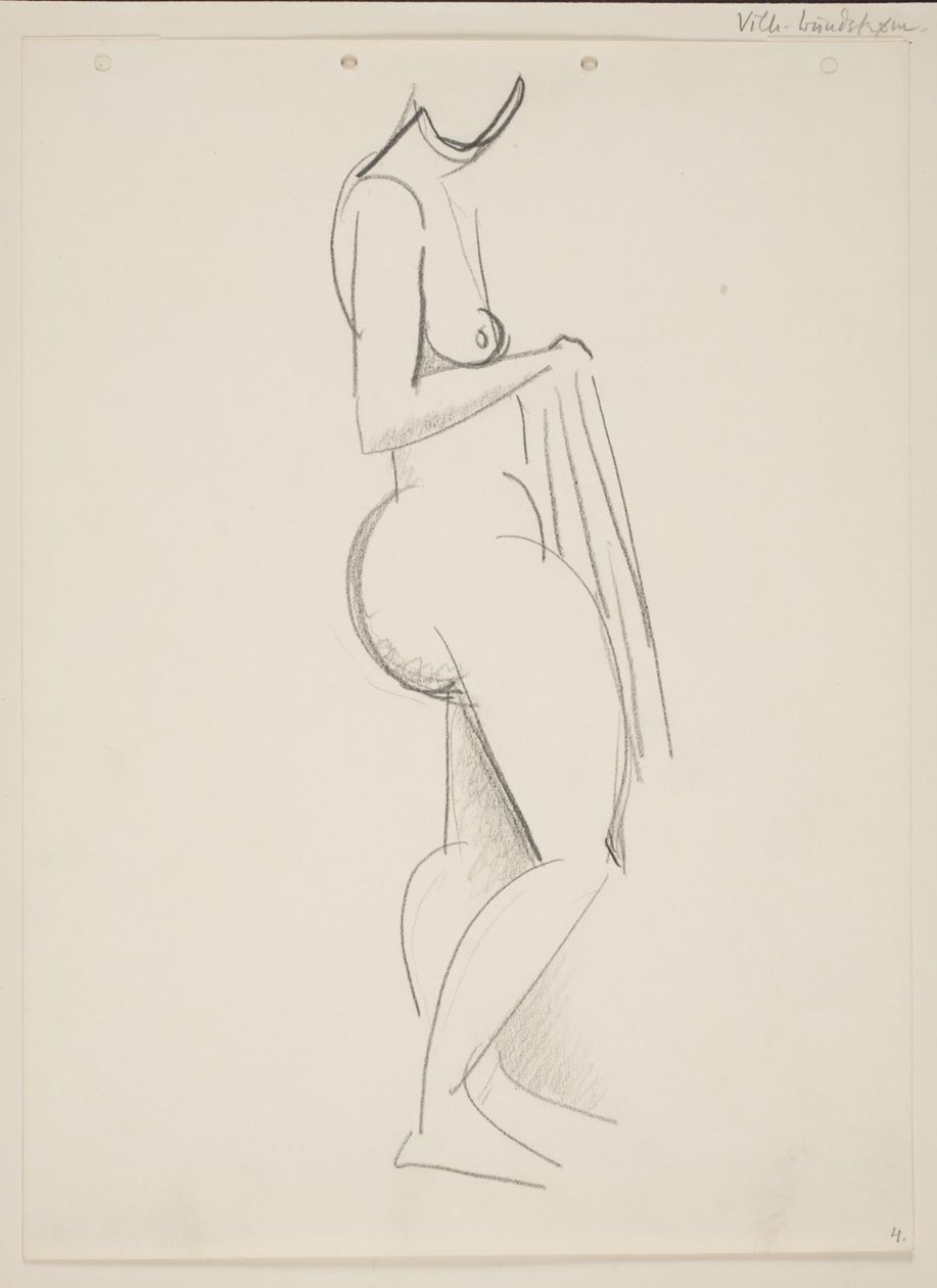 Standing Nude Woman, Profile to the Right, Drapery in Hand by Vilhelm Lundstrøm