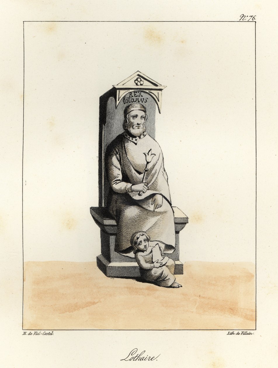 Statue of Lothair I, Carolingian emperor, King of Italy and Middle Francia by Villain Villain