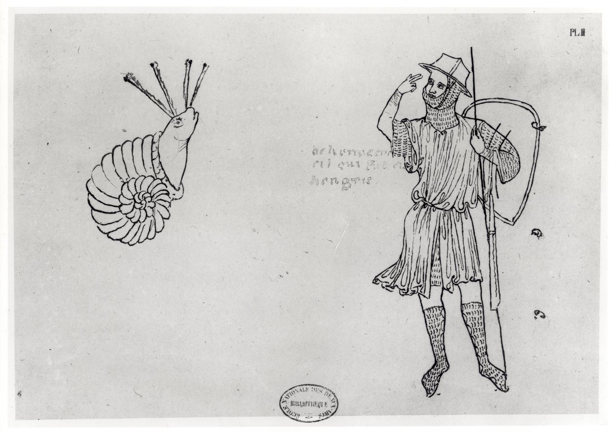 Snail and Hungarian Soldier (facsimile copy) by Villard de Honnecourt