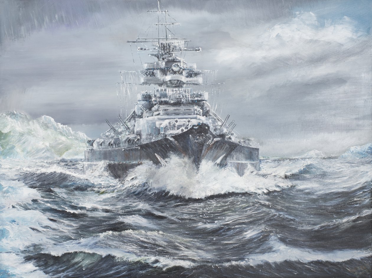Bismarck off Greenland coast 1900hrs 23rd May 1941 by Vincent Alexander Booth