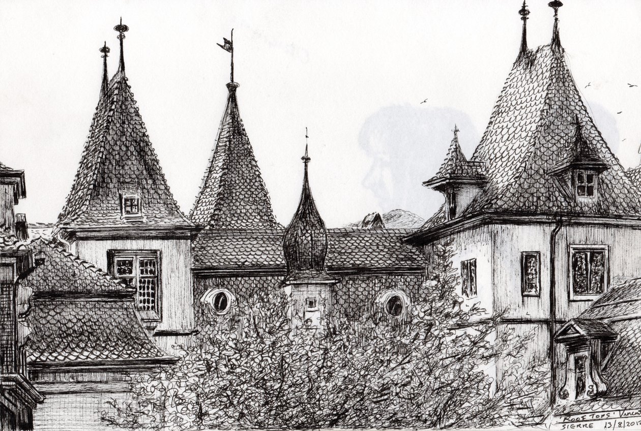 Sierre Rooftops Switzerland by Vincent Alexander Booth