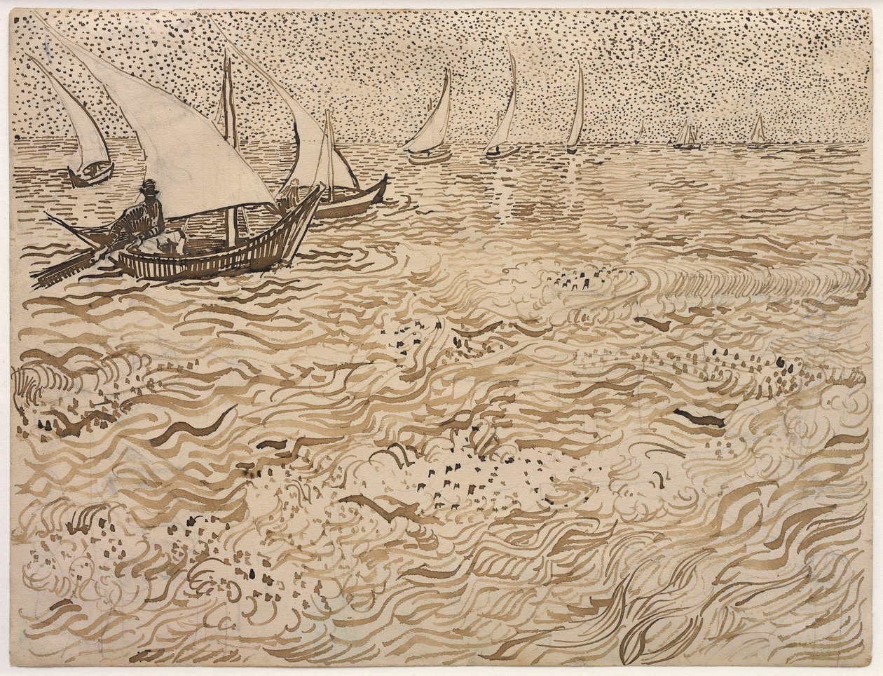 Boats at Saintes-Maries by Vincent van Gogh