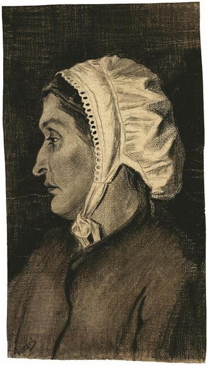 Sien in a White Bonnet by Vincent van Gogh