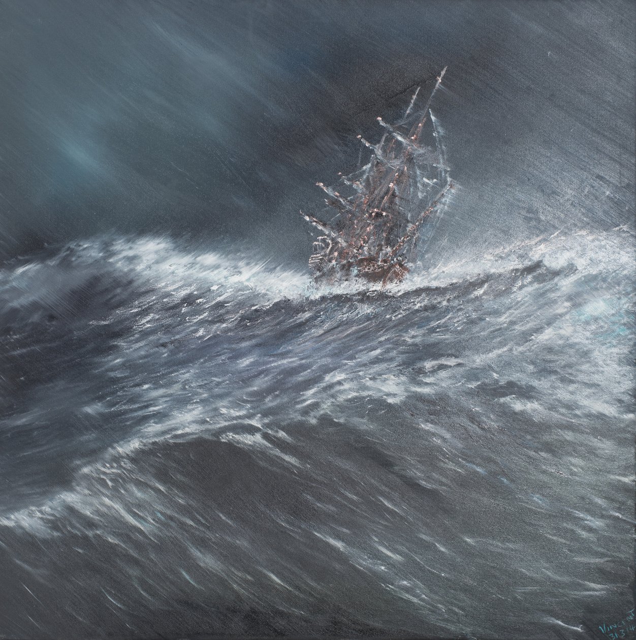 Beagle in a Storm off Cape Horn, Dec. 24th 1832 by Vincent Alexander Booth