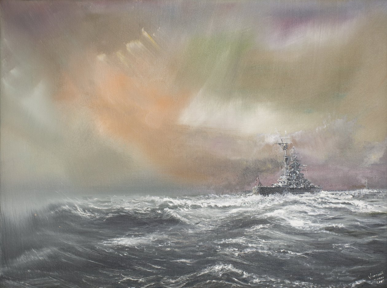 Bismarck Signals Prinz Eugen 0959hrs 24051941 by Vincent Alexander Booth