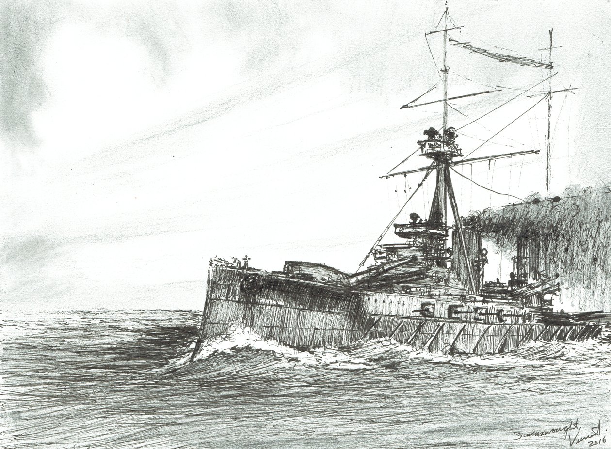 HMS Dreadnought at Sea by Vincent Alexander Booth