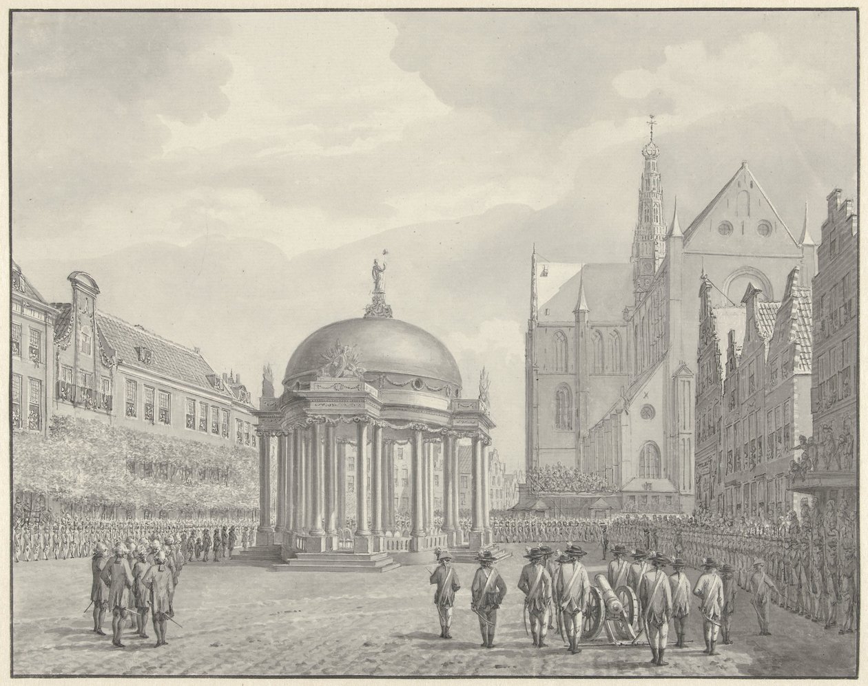 The Swearing-in of the Government Regulation at the Grote Markt in Haarlem, September 5, 1787 by Vincent Jansz. van der Vinne