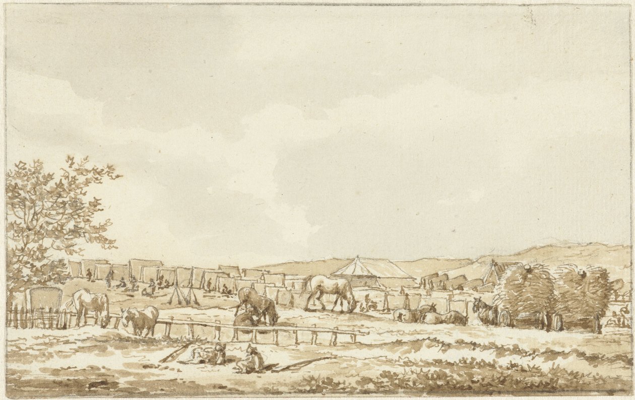 Military Camp on the Dry Hill in Overveen, September 19, 1787 by Vincent Jansz. van der Vinne
