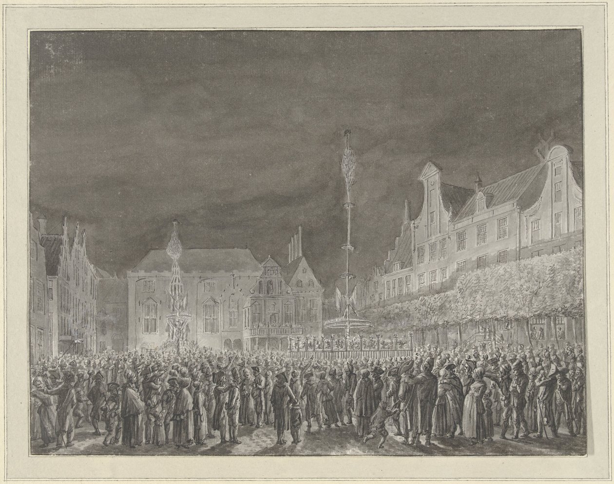 Celebration of the Proclamation of the Alliance with France at the Grote Markt in Haarlem, 1795 by Vincent Jansz. van der Vinne