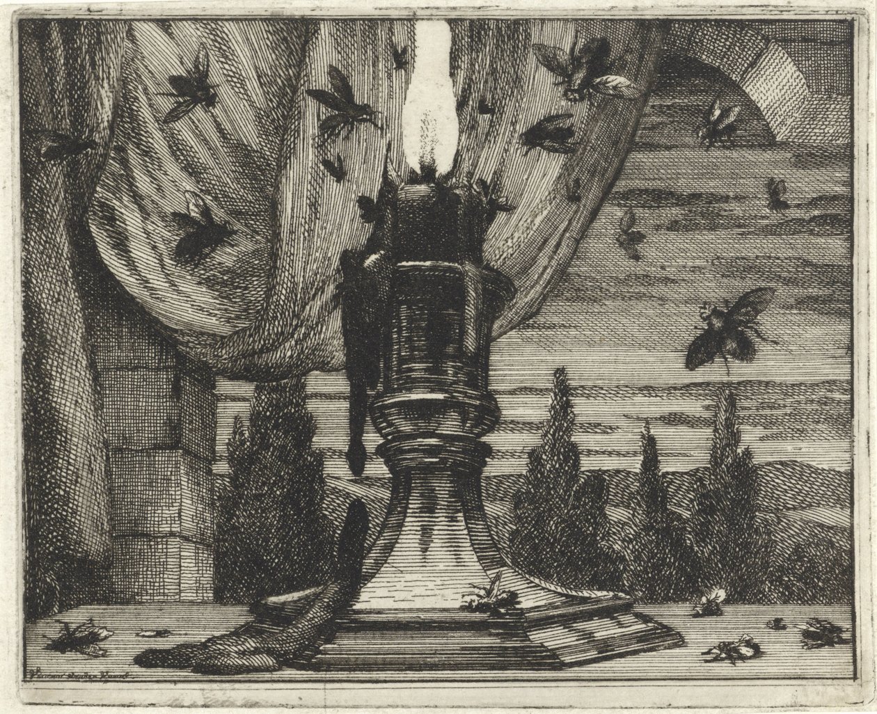 Flies Attracted to the Light of a Candle by Vincent Laurensz. van der Vinne (II)