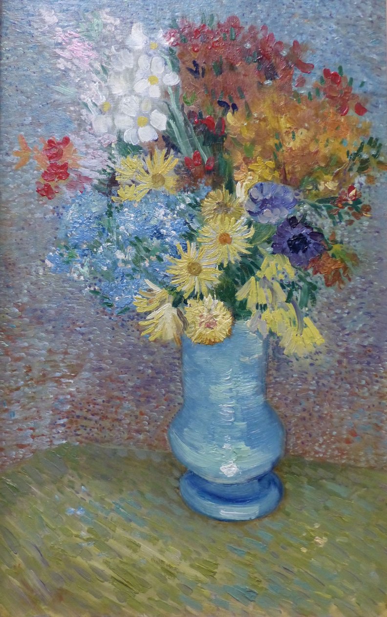 Flowers in a Blue Vase by Vincent van Gogh