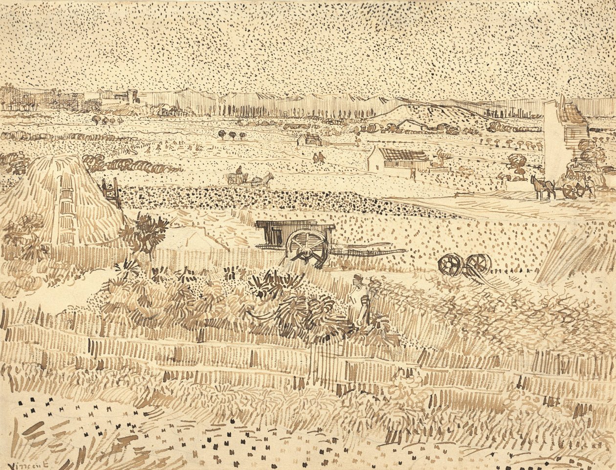 Harvest--The Plain of La Crau, 1888 by Vincent van Gogh