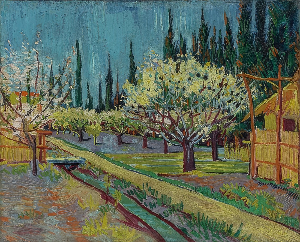Orchard Surrounded by Cypresses by Vincent van Gogh