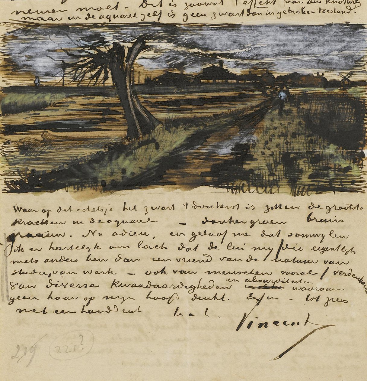 Pollard Willow. Letter to Theo van Gogh by Vincent van Gogh