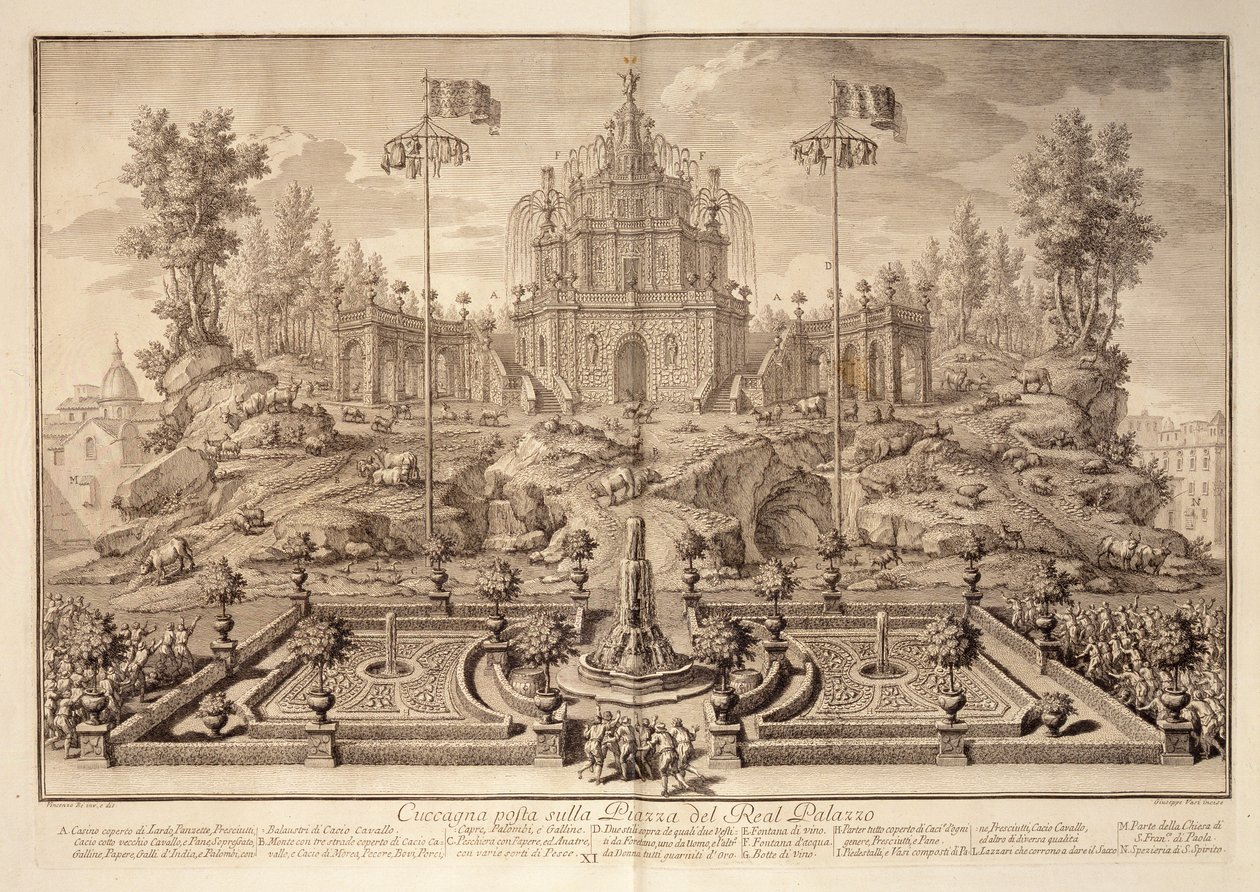 The Cuccagna, from Narrazione delle Solemni Reali Feste, Engraved by Giuseppe Vasi by Vincenzo dal Re