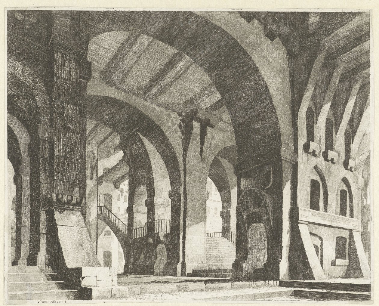 High Space with Round Arches (Caprici di Scene Teatrali) by Vincenzo Mazzi