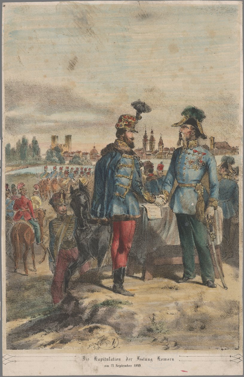 General György Klapka Surrendering the Fortress of Komárom to Field Marshall Jacob Julius von Haynau on 2 October 1849 by Vinzenz Katzler