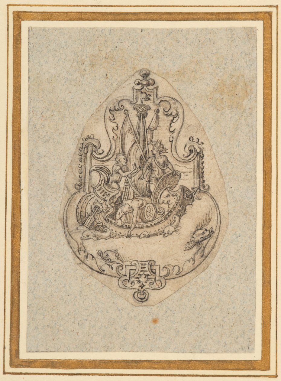 Design for a pendant depicting Bacchus at sea by Virgilius the elder Solis