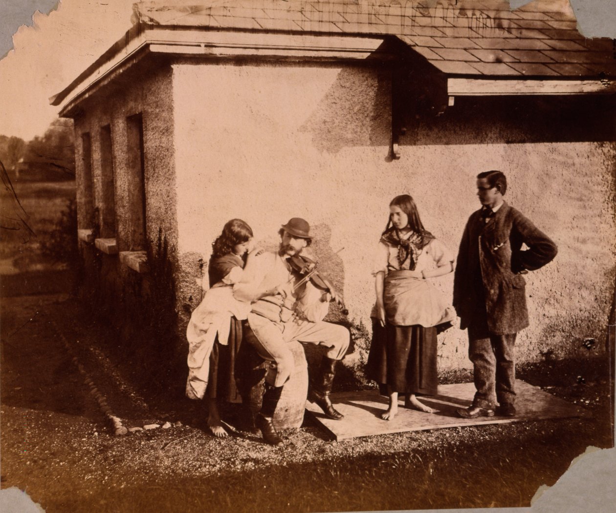 Children Listen to a Man Playing a Fiddle, c.1859-61 by Viscountess Hawarden