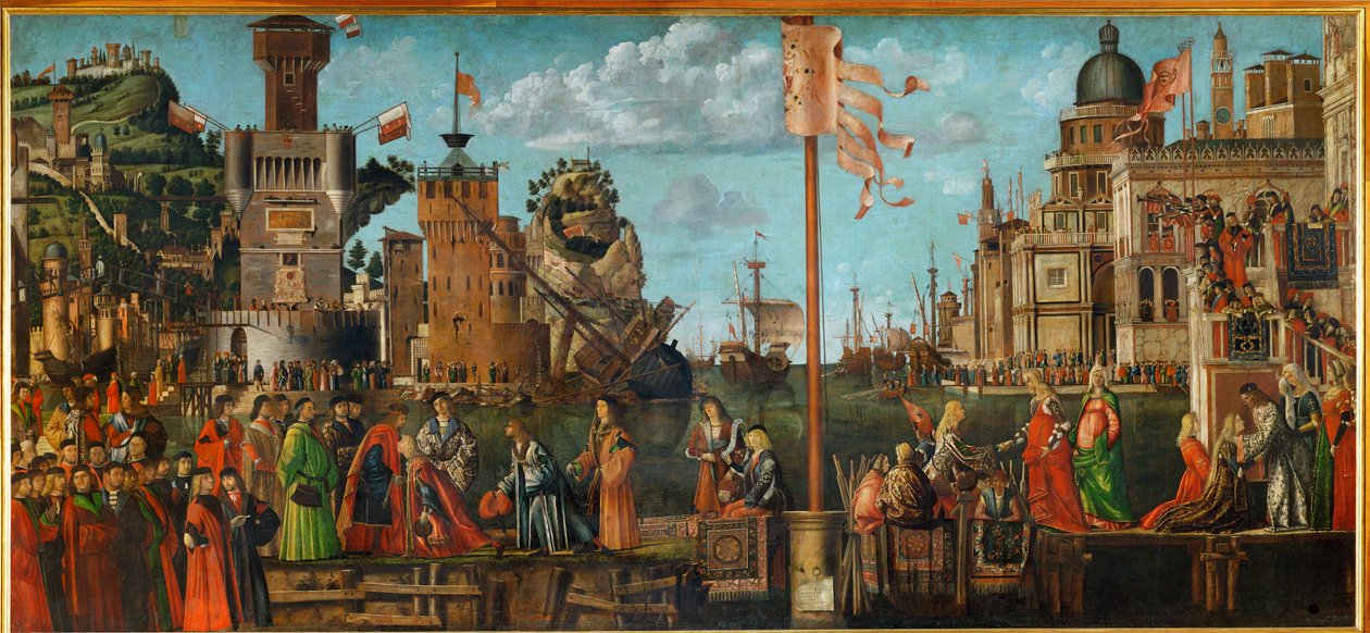 The Meeting of Ursula and Her Fiance Ereo; Departure of the Pilgrims by Vittore Carpaccio
