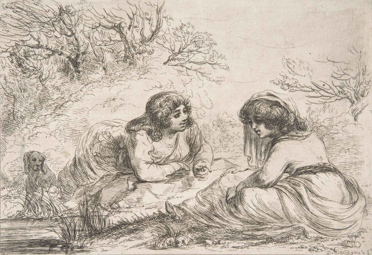Two Women in a Landscape by Vivant Denon