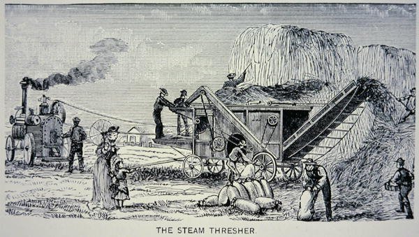 Steam Thresher, from Marvels of the New West 1888 (engraving) by W.H. Thayer