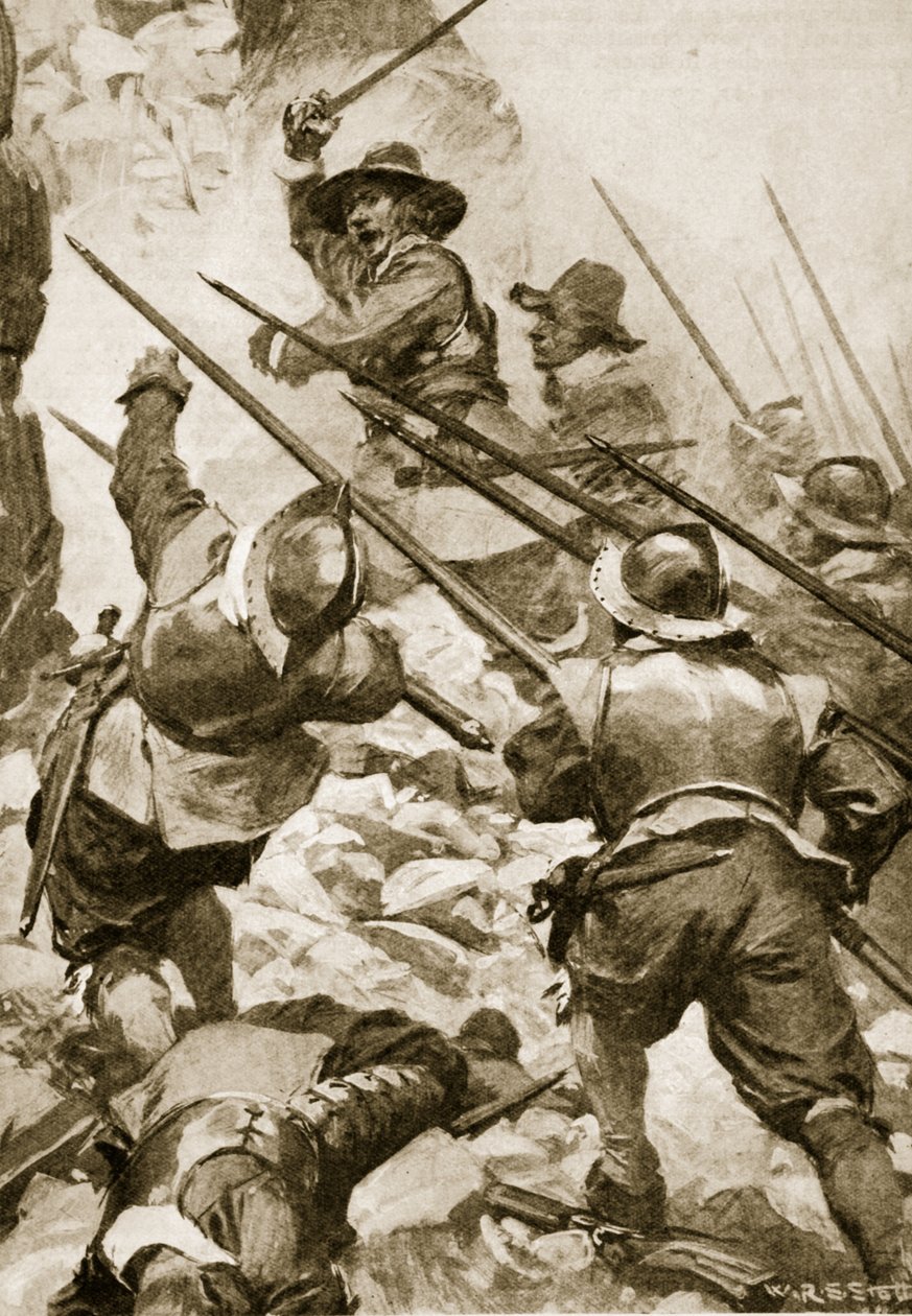 Cromwell Leading the Storming Party at Drogheda by W.R.S. (after) Stott