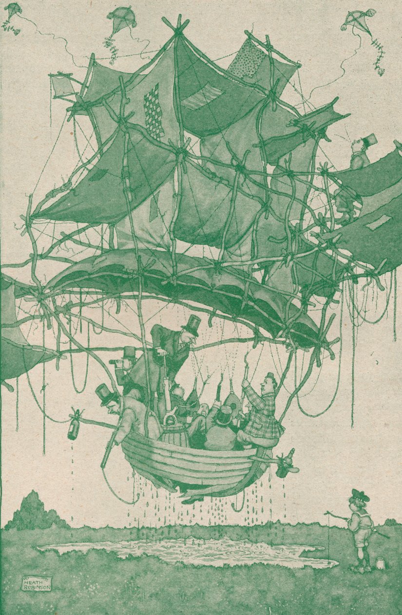 Quite an Early Type of Waterplane Making a Trial Flight from Hampstead Ponds by William Heath Robinson