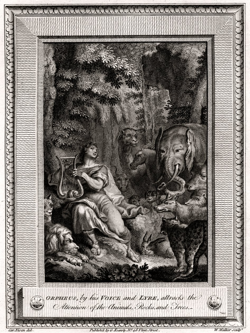 Orpheus, by His Voice and Lyre, Attracts the Attention of the Animals, Rocks and Trees by W. Walker