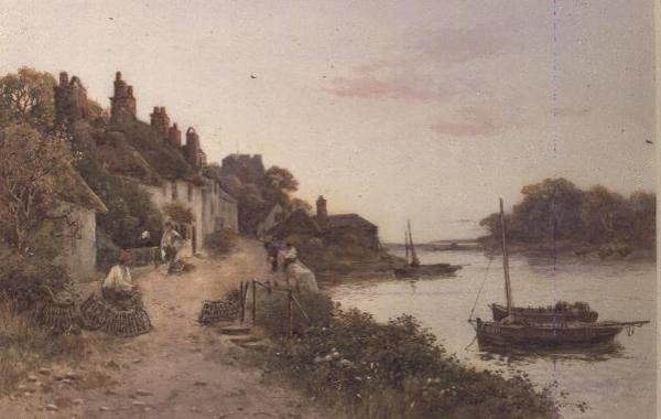 Fishing Creels in a Cornish Village by Walker Stuart Lloyd