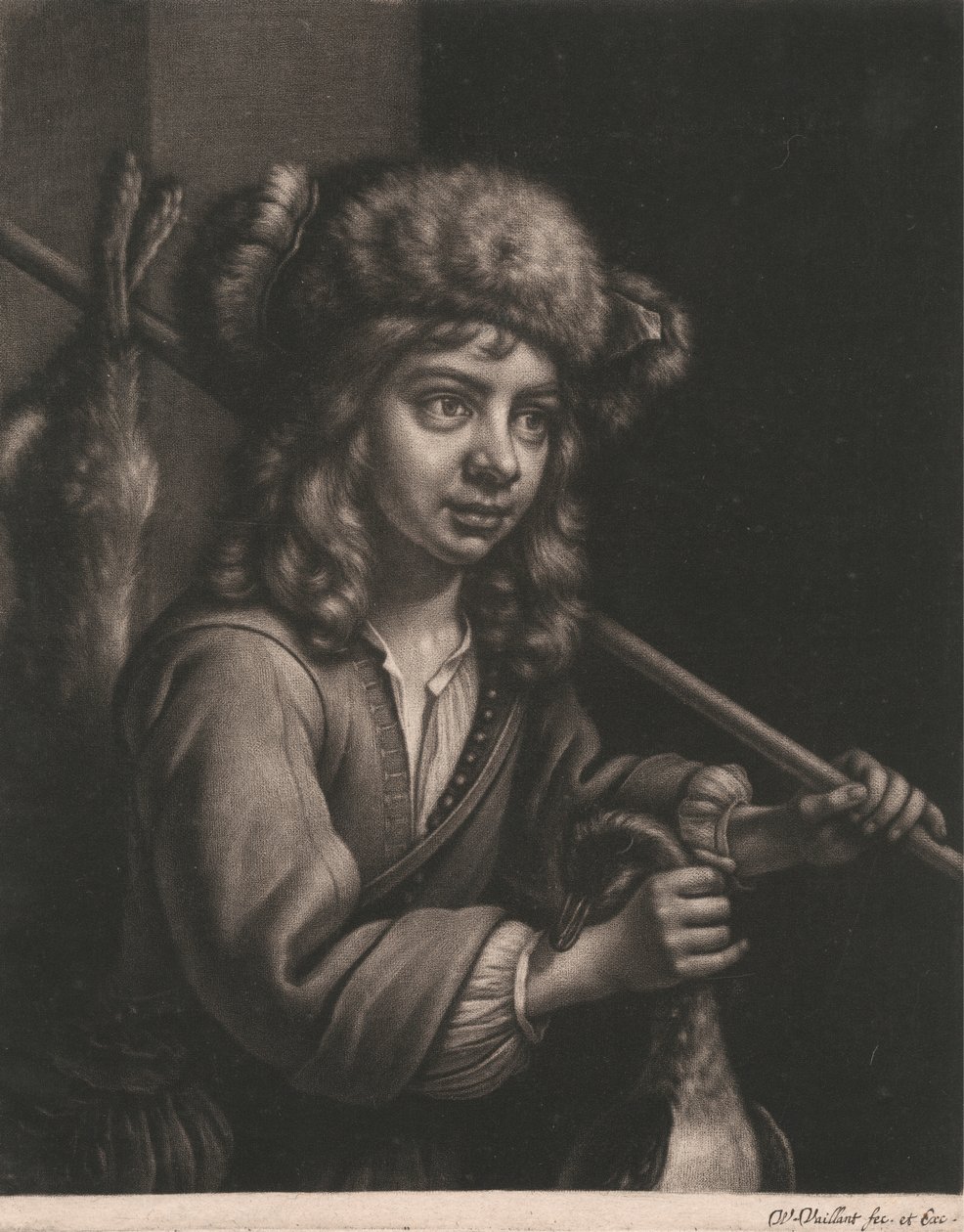 Boy Holding a Dead Rabbit and a Dead Fowl by Wallerant Vaillant