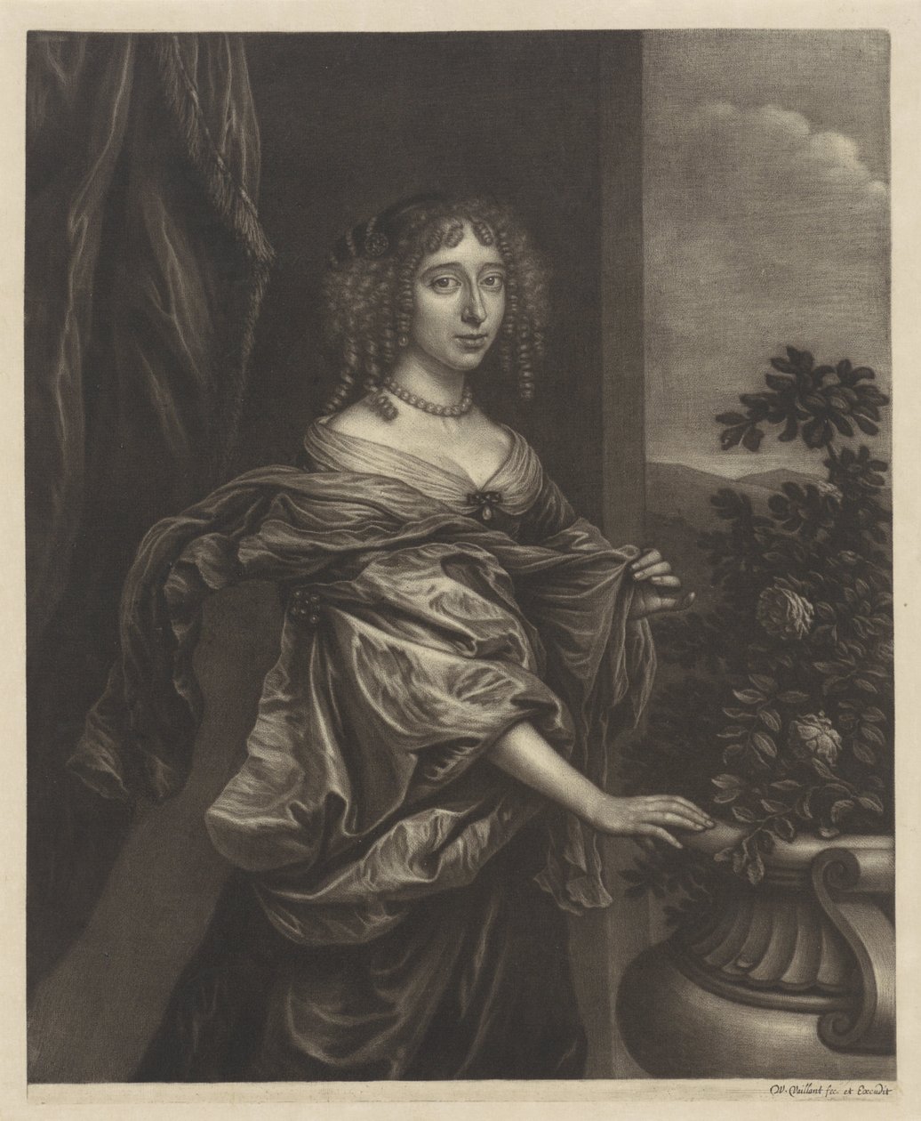 Portrait of a Woman by a Rose Bush by Wallerant Vaillant