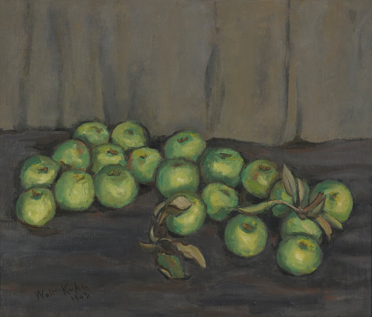 Green Apples with Gray Curtain by Walt Kuhn