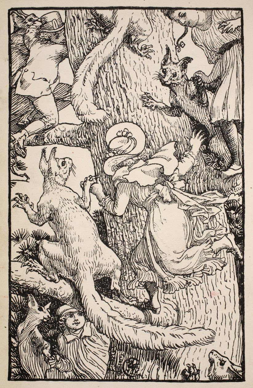 The Children climbed the Christmas tree with animals and all, illustration from 