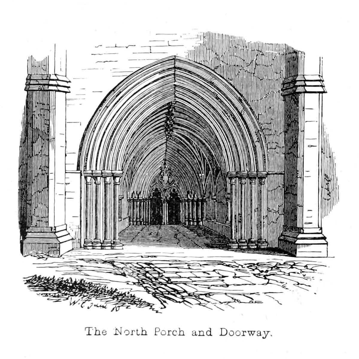 The North Porch and Doorway of the Priory Church by Walter Crane