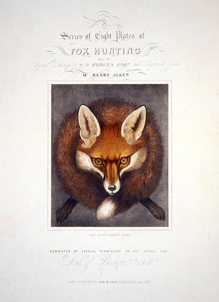 Title Page from A Series of Eight Plates of Fox Hunting, dedicated to the Duke of Beaufort, engraved by Henry Alken, 1833 by Walter Parry after Hodges