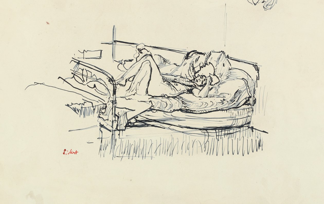 Nude lying on a bed by Walter Richard Sickert