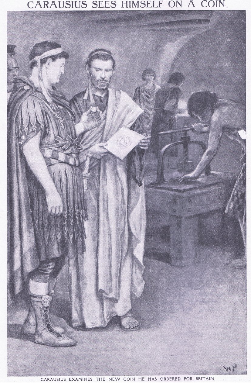 Carausius sees himself on a coin he has ordered for Britain by Walter Stanley Paget
