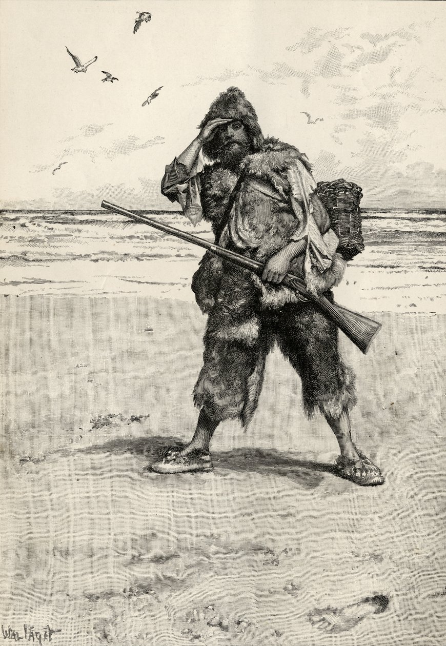 I Stood Like One Thunderstruck, Illustration from Robinson Crusoe by Daniel Defoe, published by Cassell and Company, 1896 by Walter Stanley Paget