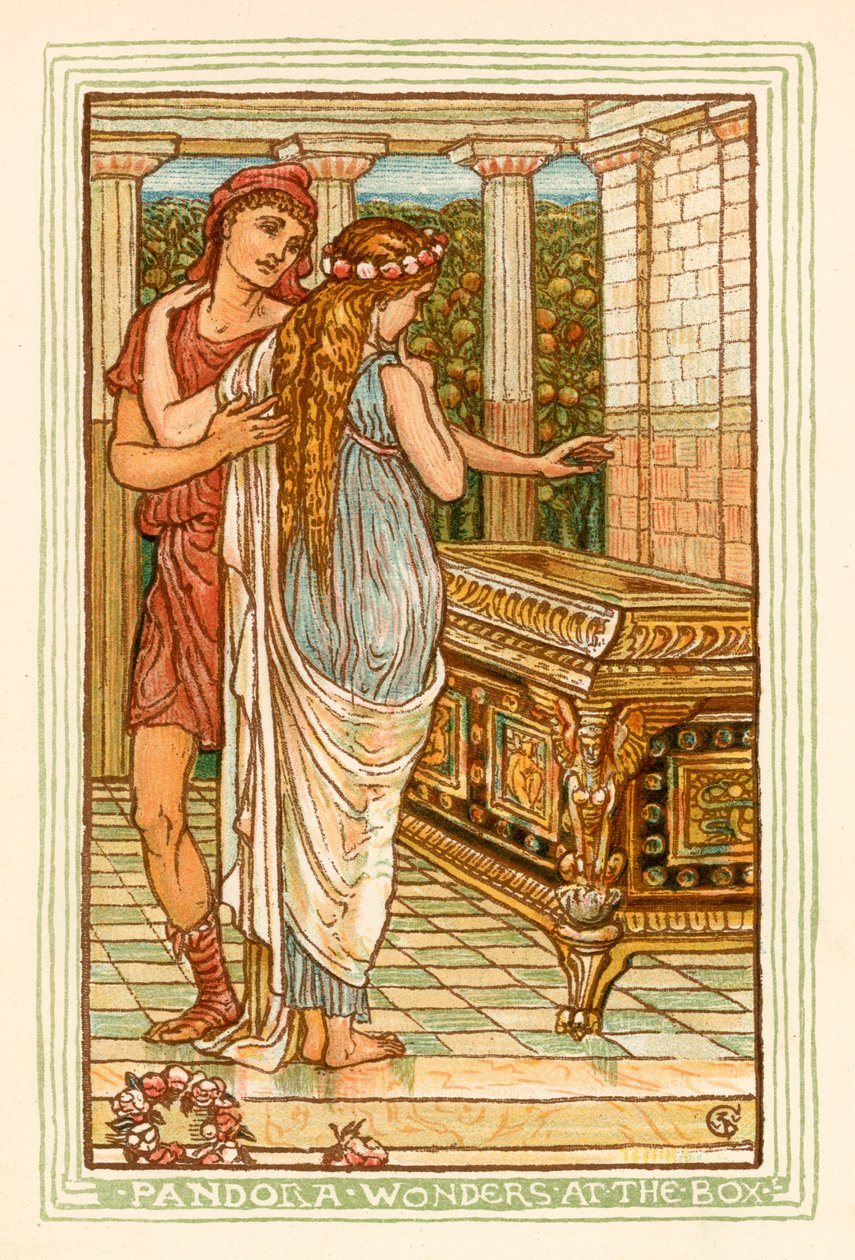 Pandora Wonders at the Box by Walter (after) Crane