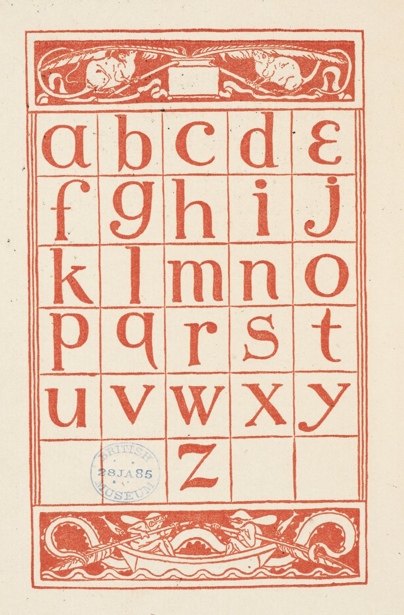 An alphabet table for 