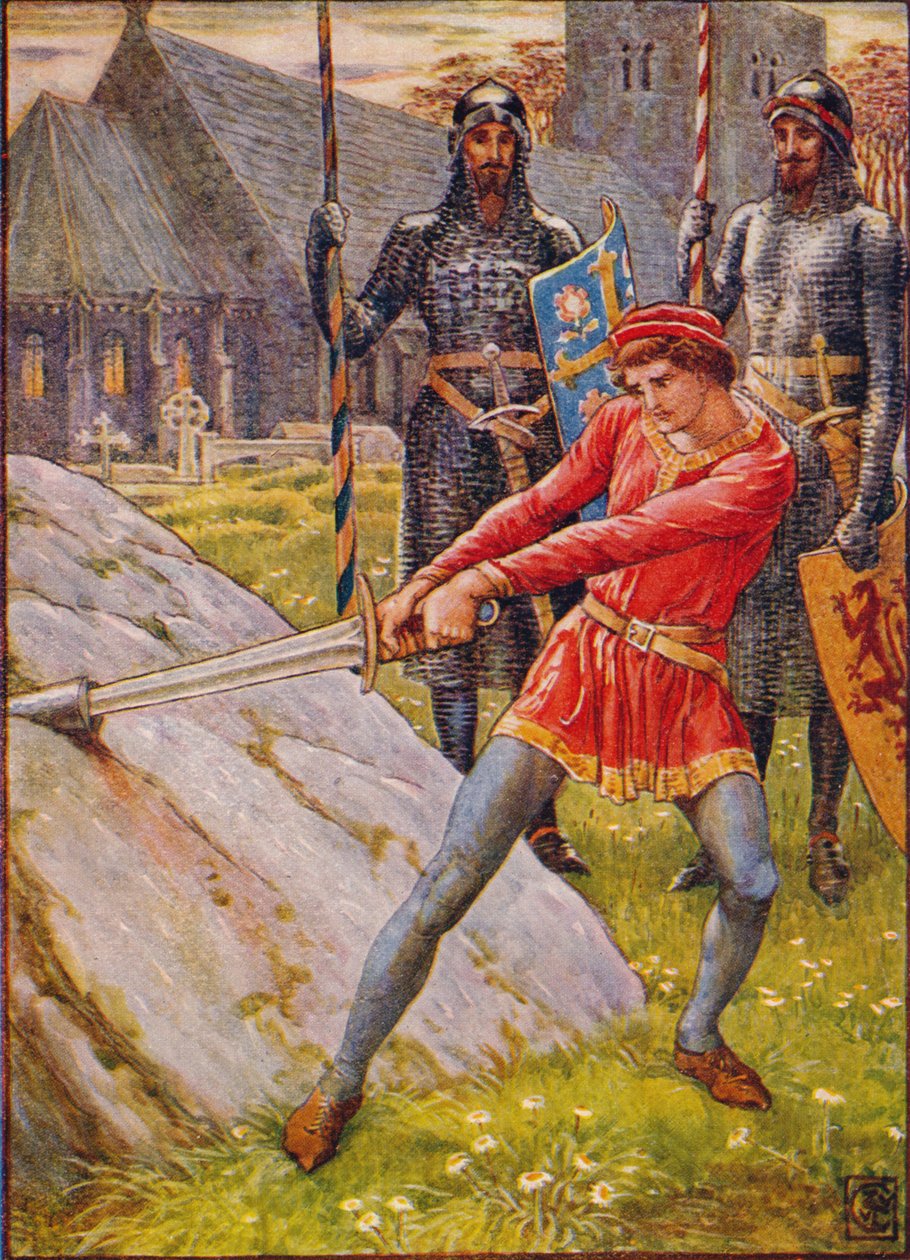 Arthur Draws the Sword from the Stone by Walter Crane