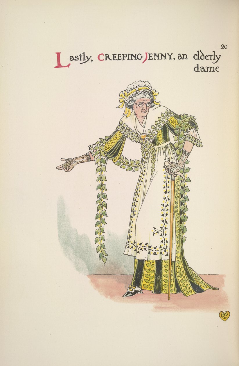 Creeping Jenny, an Elderly Lady Using a Walking Stick by Walter Crane