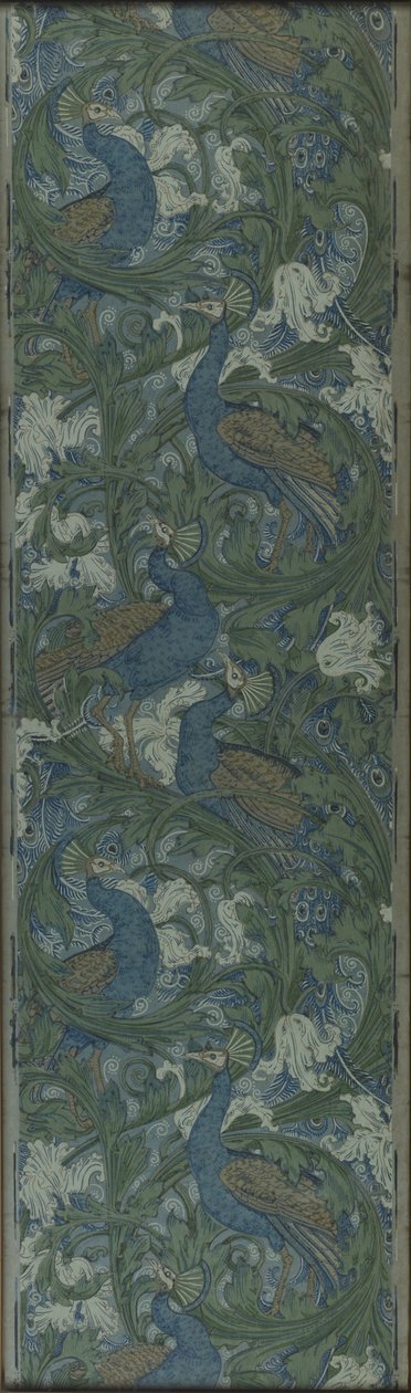Cut Panel of Fig and Peacock Wallpaper, c.1895 by Walter Crane